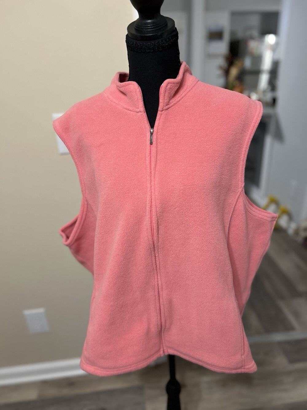 L.L.Bean Womens 2X Pink Polartec Fleece Vest Full Zip Pockets